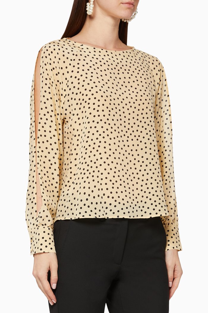 

Foglia Patterned Silk Blouse, Gold