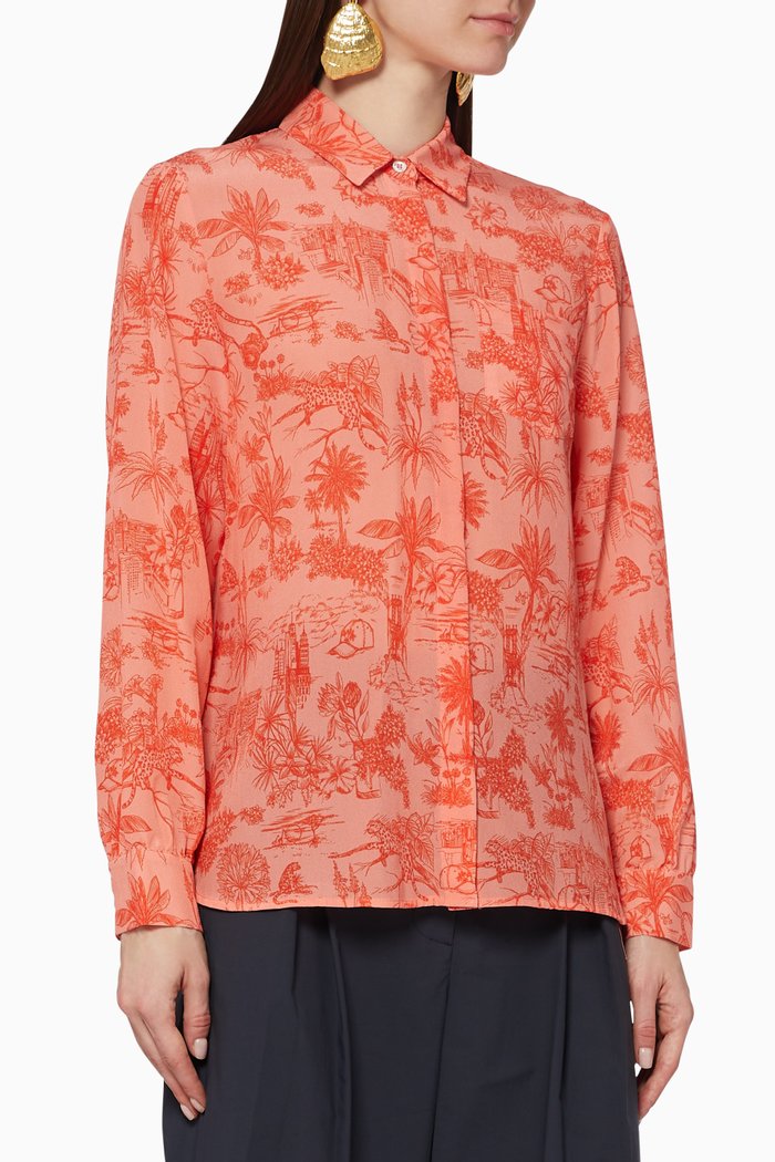 

Big Printed Silk Shirt, Pink
