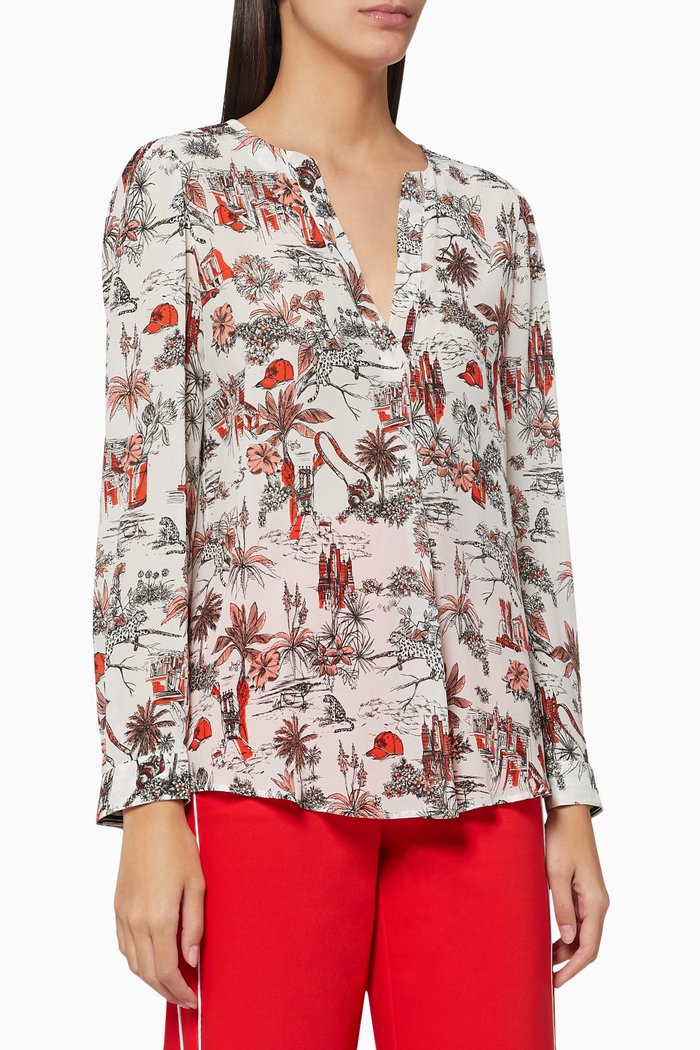

Sassari Floral Silk Blouse, White