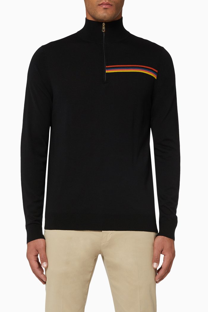 

Artist Stripe Merino Wool Pullover, Black