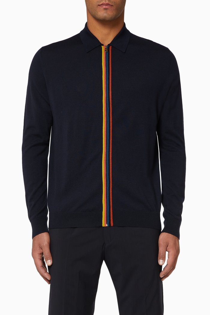 

Artist Stripe Merino Wool Cardigan, Blue