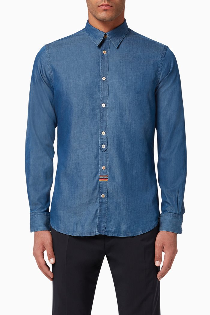 

Artist Stripe Cotton Shirt, Blue
