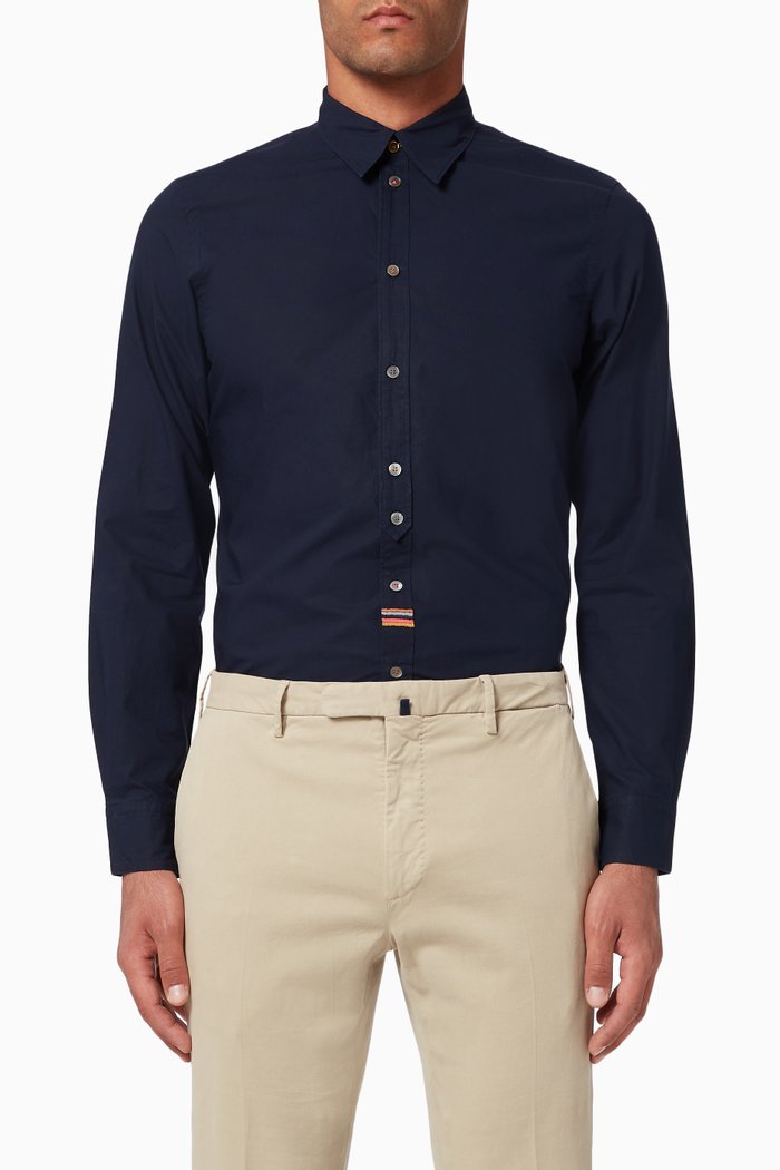 

Artist Stripe Cotton Shirt, Blue