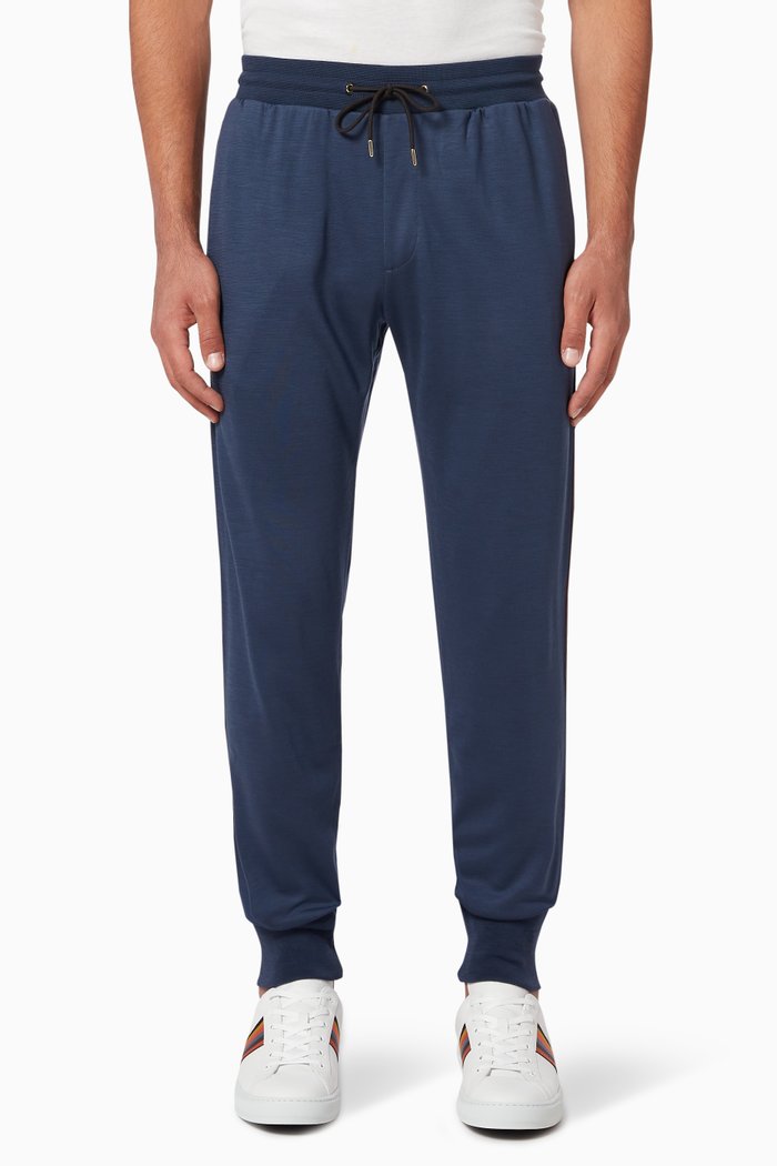 

Artist Stripe Tapered-Fit Wool Sweatpants, Blue