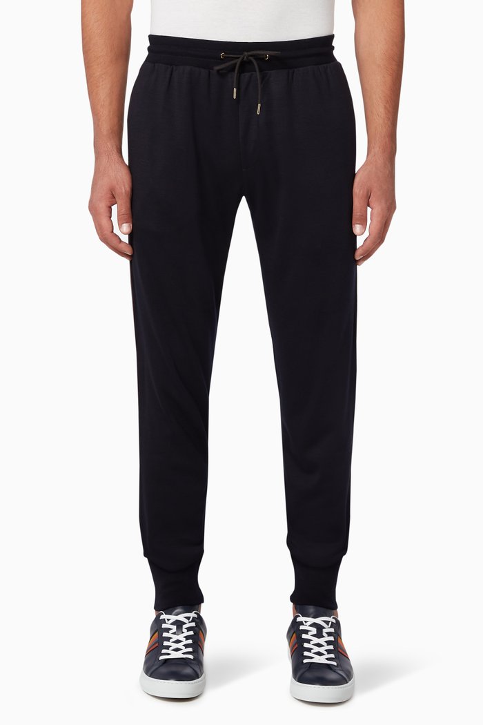 Artist Stripe Tapered-Fit Wool Sweatpants, Blue