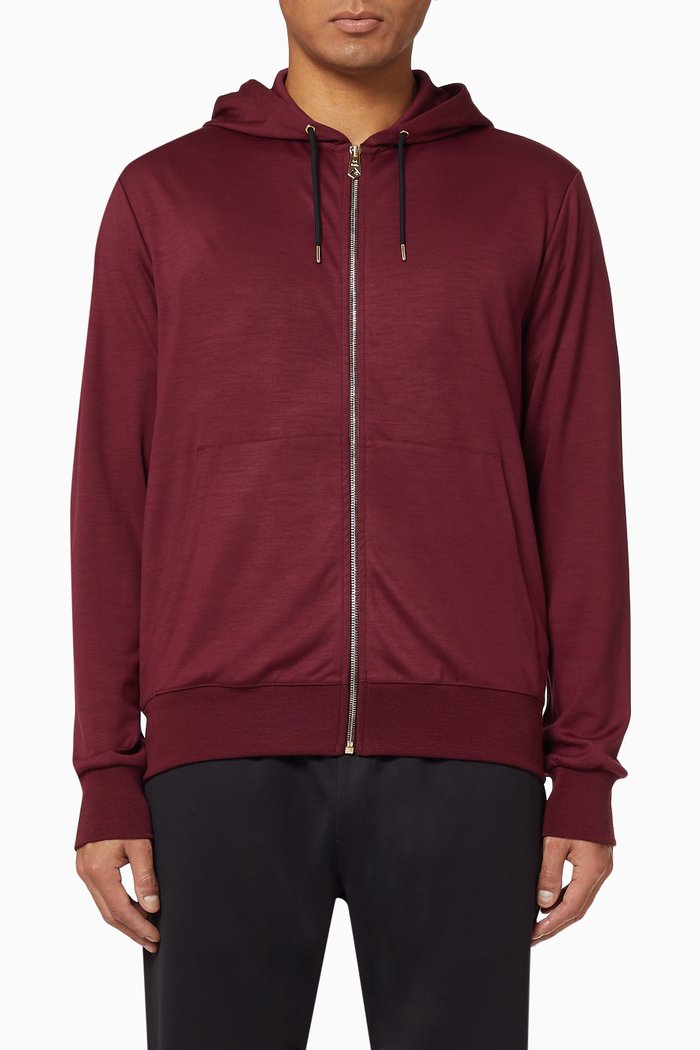

Signature Artist Stripe Wool Hoodie, Red