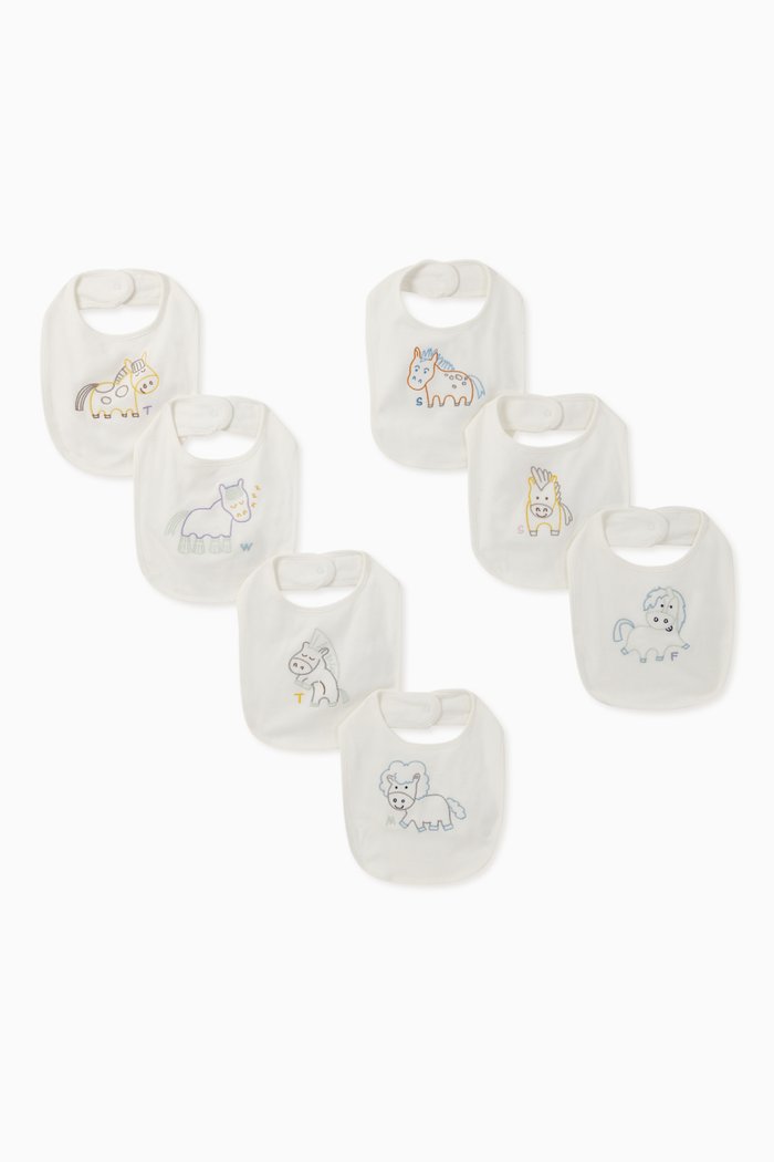 

Horse Cotton Bib Week Set, Neutral