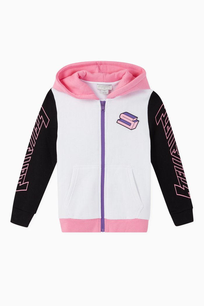 

Lightning Logo Cotton Fleece Hoodie, White