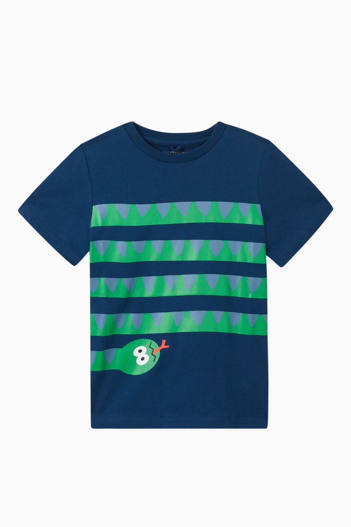 

Snake Stripes Cotton T-Shirt, Blue