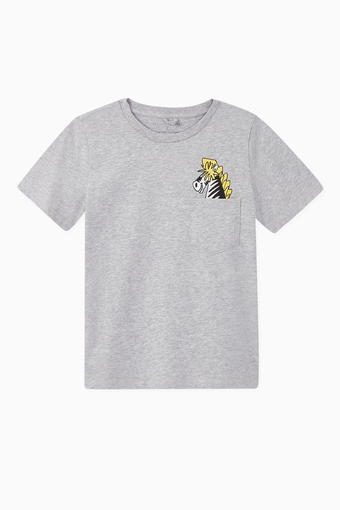 Zebra Cotton T-Shirt, Grey
