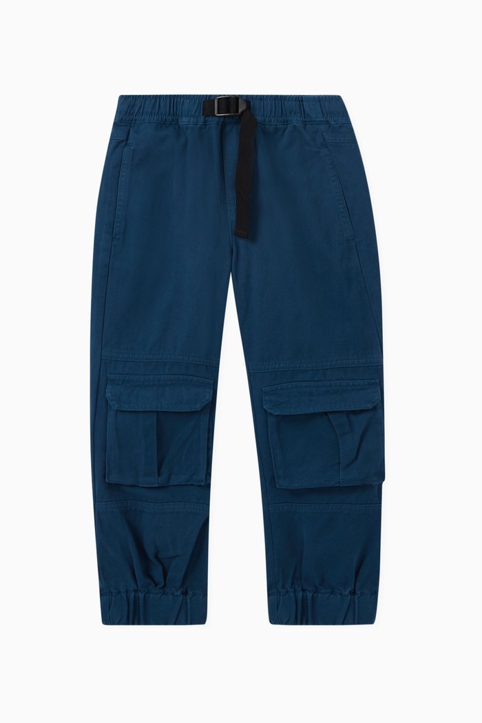 

Cotton Twill Cargo Trousers, Blue