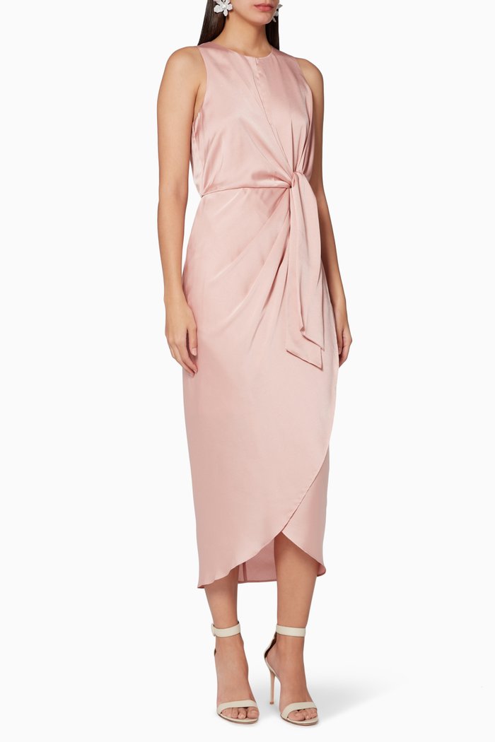 Pohshan Keyhole Detail Midi Dress, Pink
