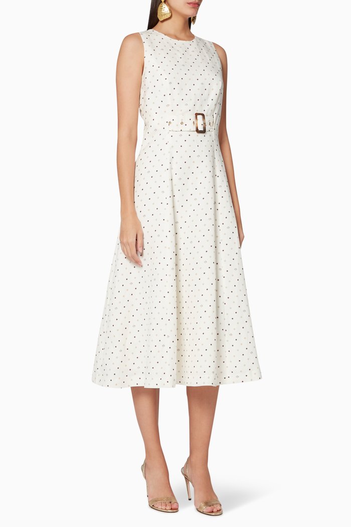 

Caryla Spotted A-Line Midi Dress, White
