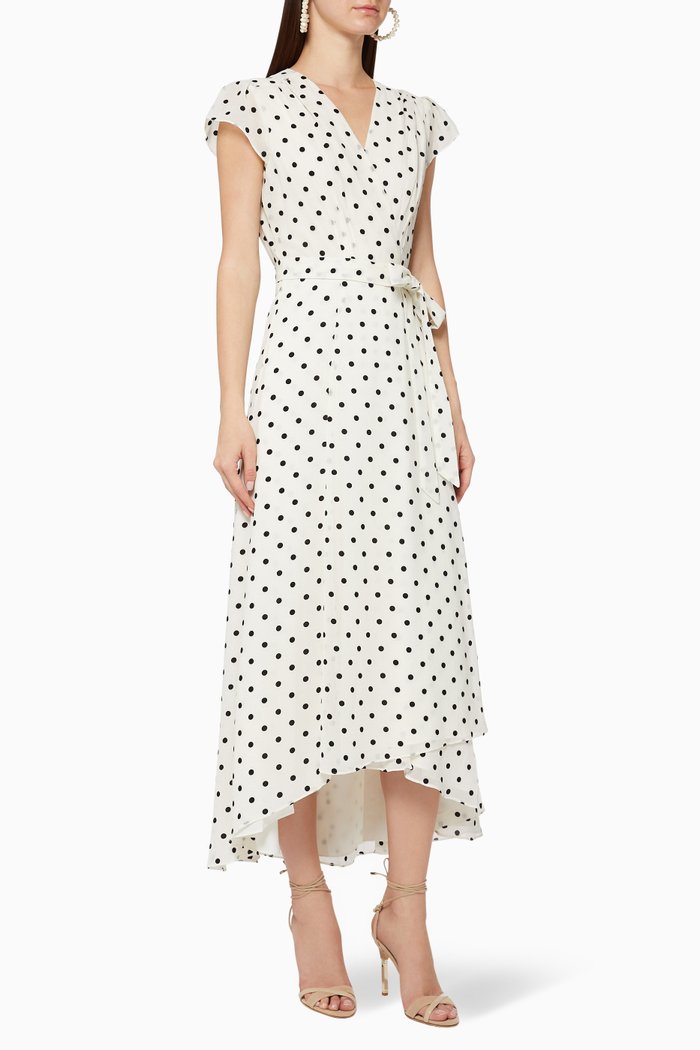 

Cohline Spotted Wrap Dress, White