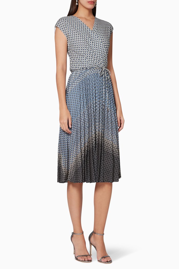 

Leilann Masquerade-Print Midi Dress, Black
