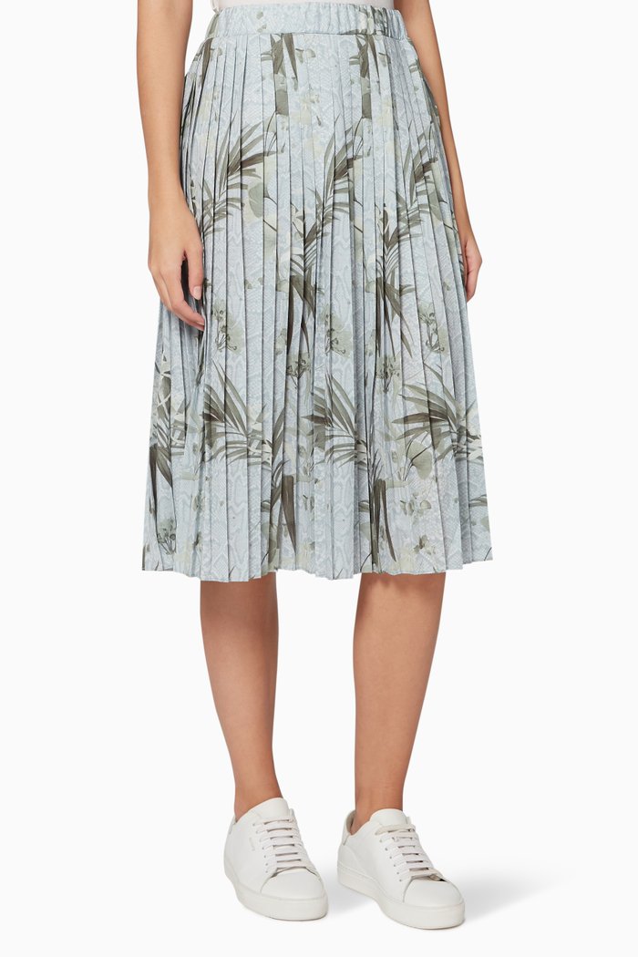 

Estie Highland-Print Midi Skirt, Grey