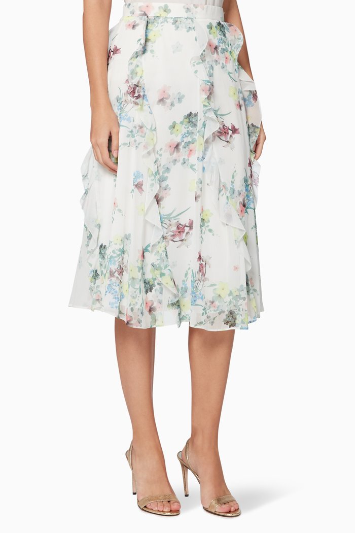 

Lurissa Pergola-Print Midi Skirt, White