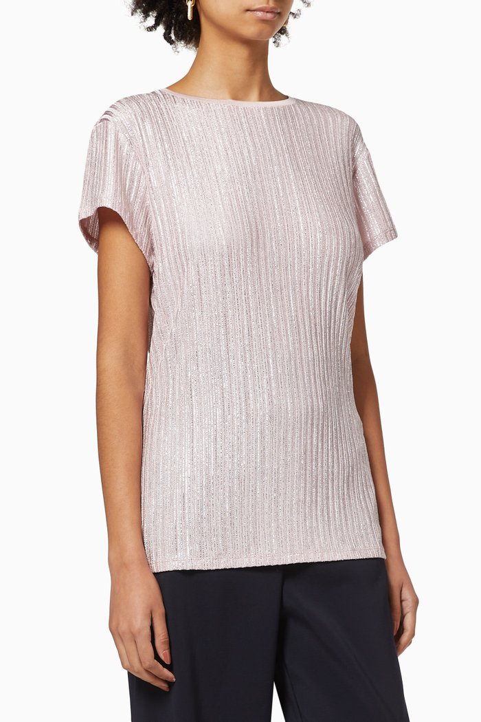 

Catrino Top in Metallic Knit, Pink