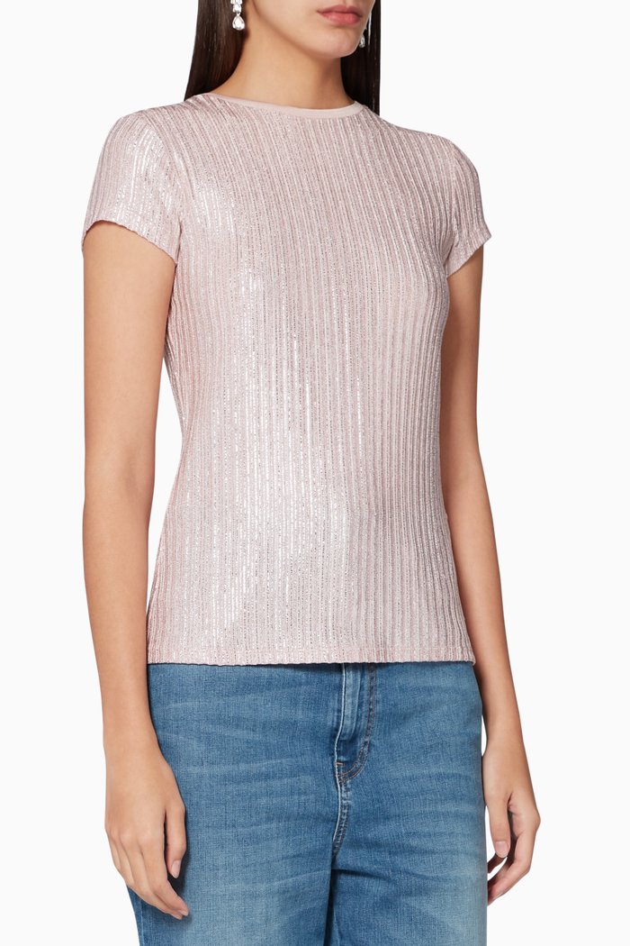 

Catrino Metallic Fitted T-Shirt, Pink