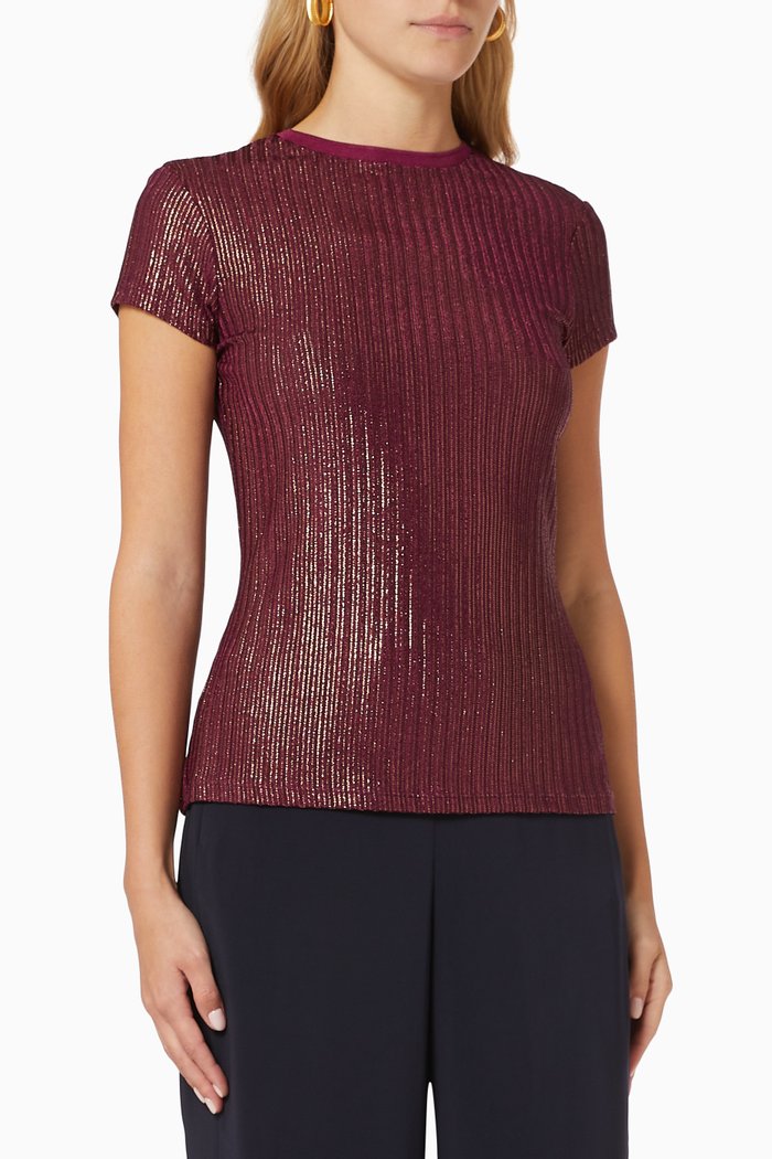 

Catrino Metallic Fitted T-Shirt, Red