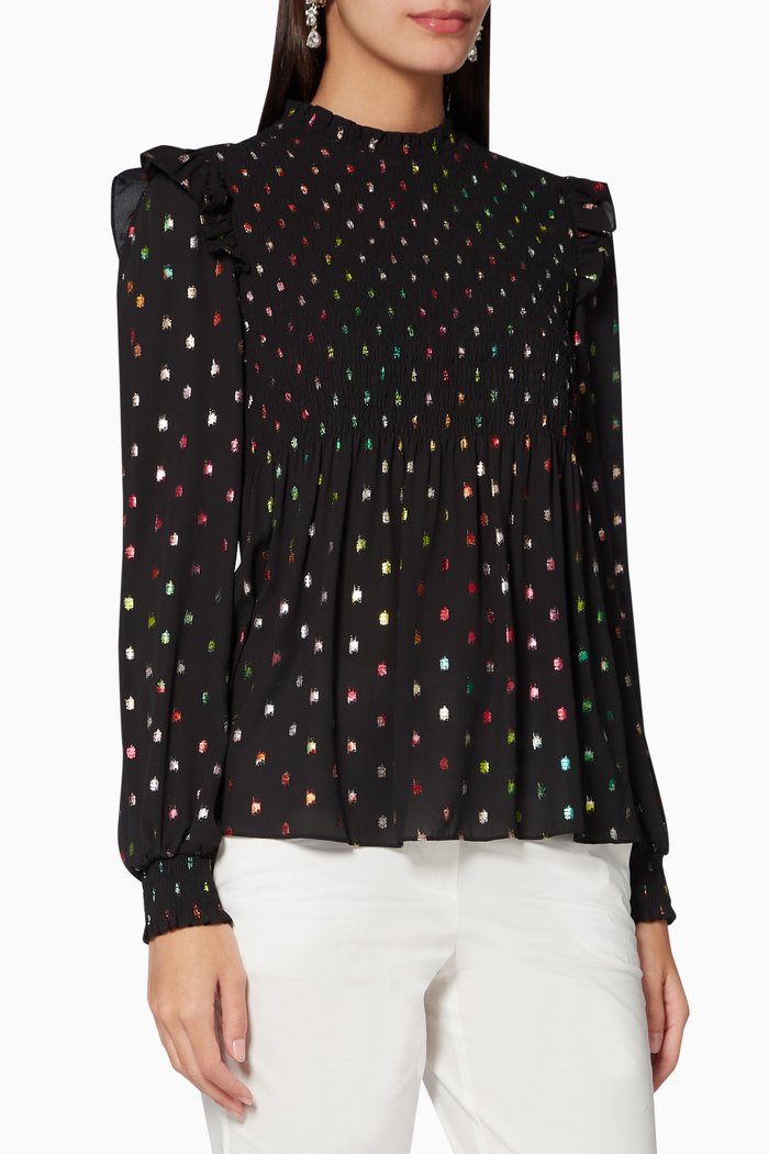 

Ellzaa Smocking Top, Black