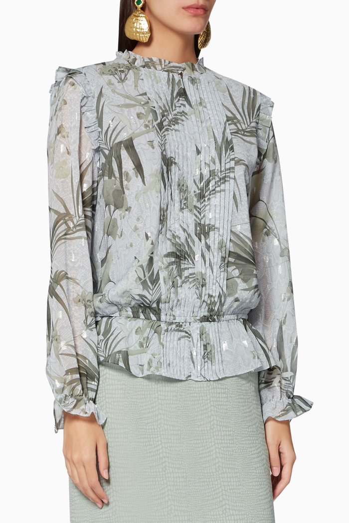 

Tibbine Highland Ruffle Blouse, Grey