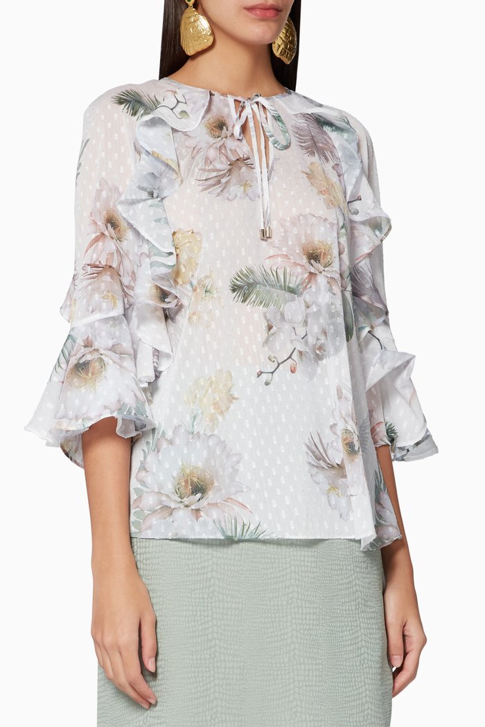 

Mariiey Woodland Ruffle Blouse, White
