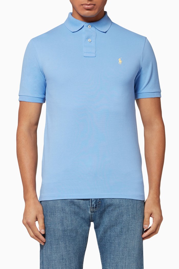 

Slim Fit Mesh Polo Shirt, Blue