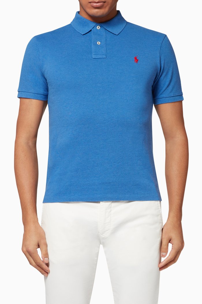 

Slim Fit Mesh Polo Shirt, Blue