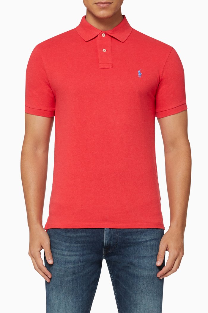 

Slim Fit Mesh Polo Shirt, Red