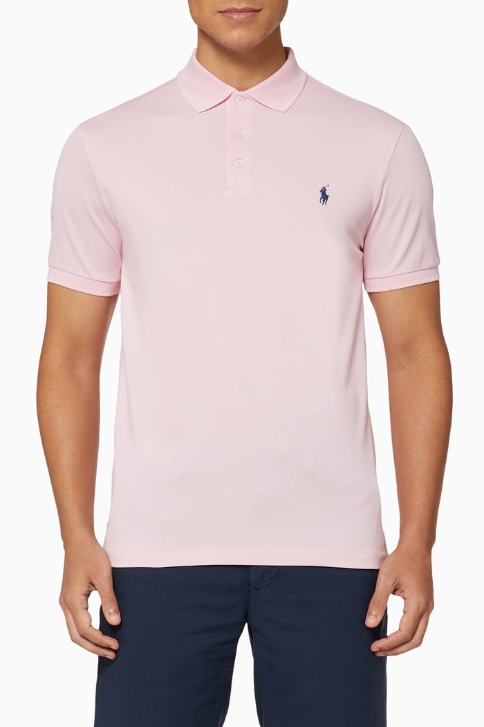 

Slim Fit Stretch Mesh Polo, Pink
