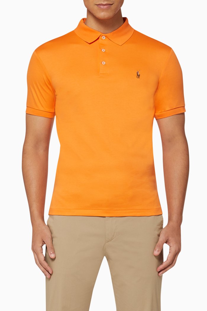 Slim Fit Interlock Polo Shirt, Orange