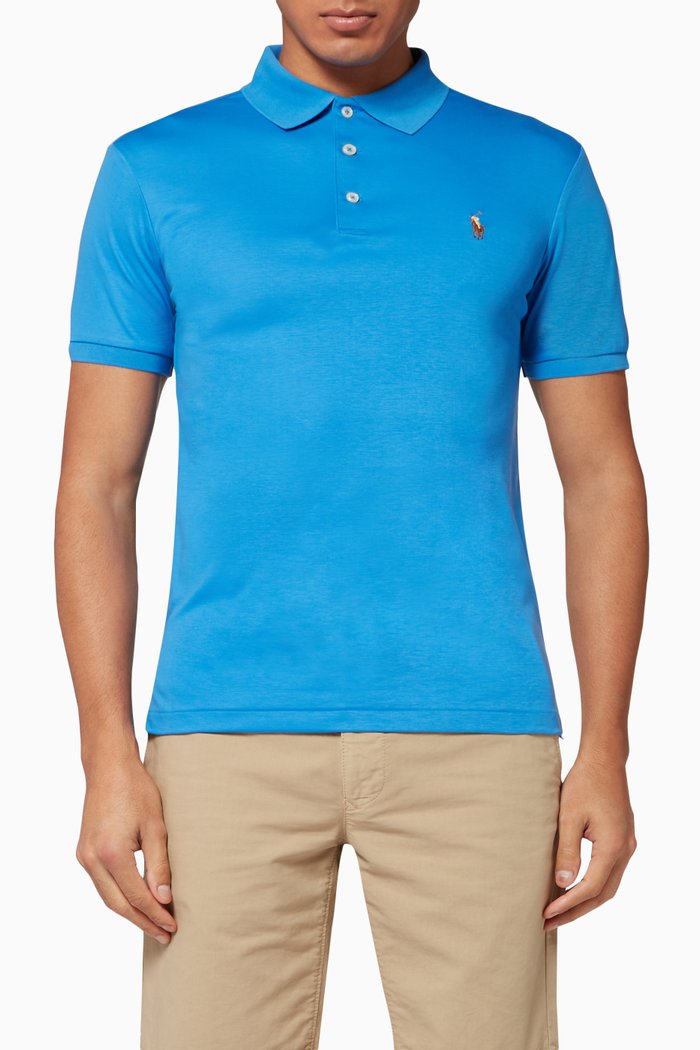 

Slim Fit Interlock Polo Shirt, Blue