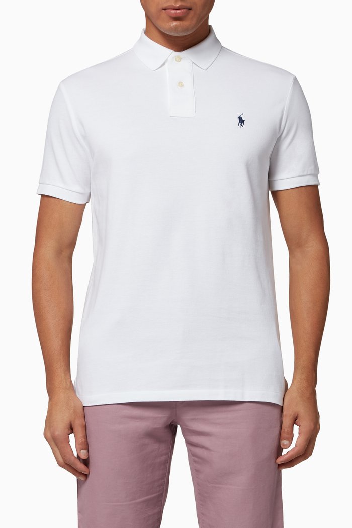 

Custom Slim Fit Mesh Polo, White