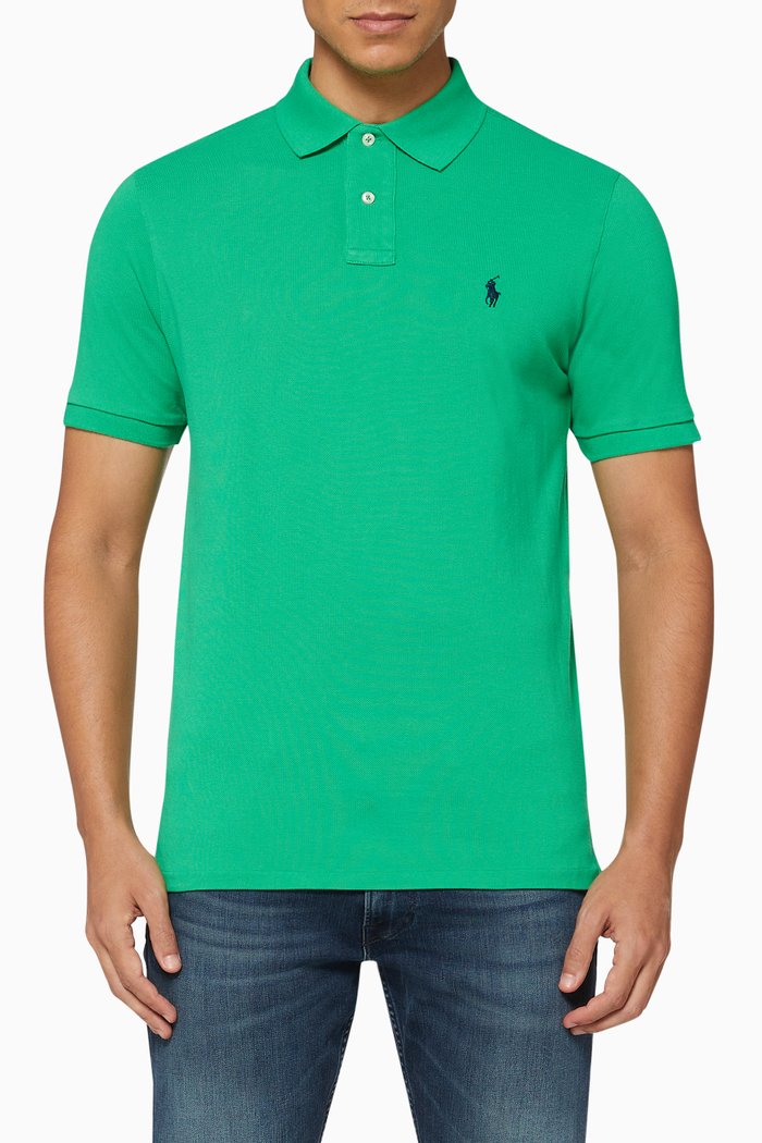 

Custom Slim Fit Mesh Polo, Green