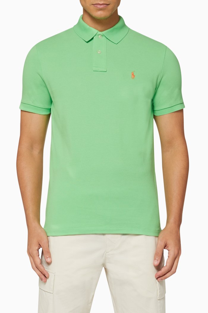 

Custom Slim Fit Mesh Polo, Green
