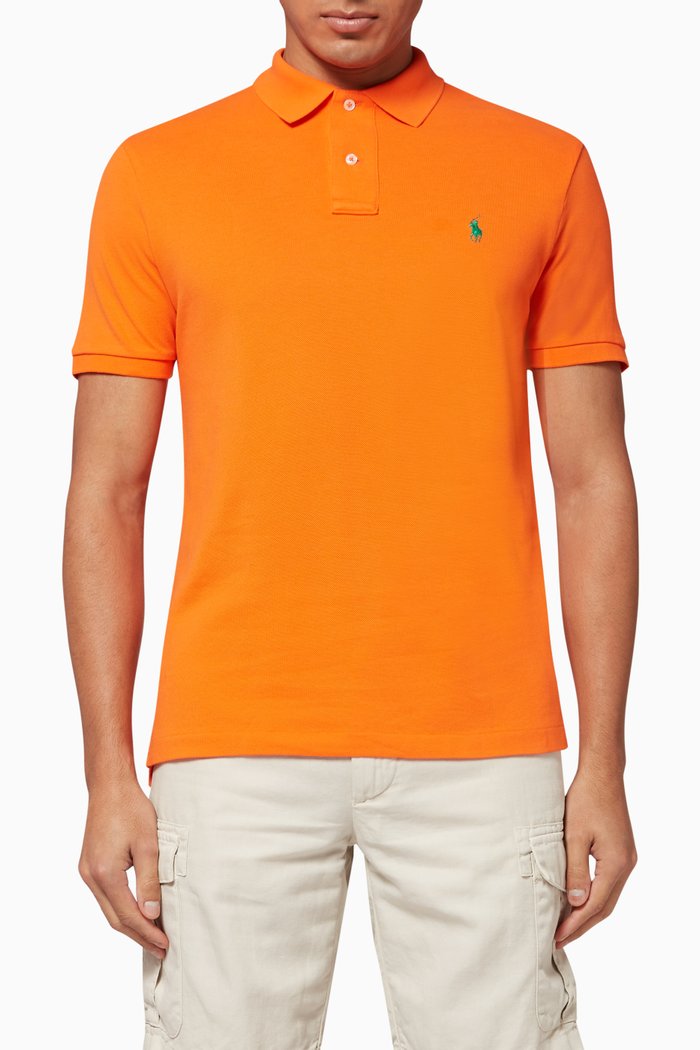 

Custom Slim Fit Mesh Polo, Orange