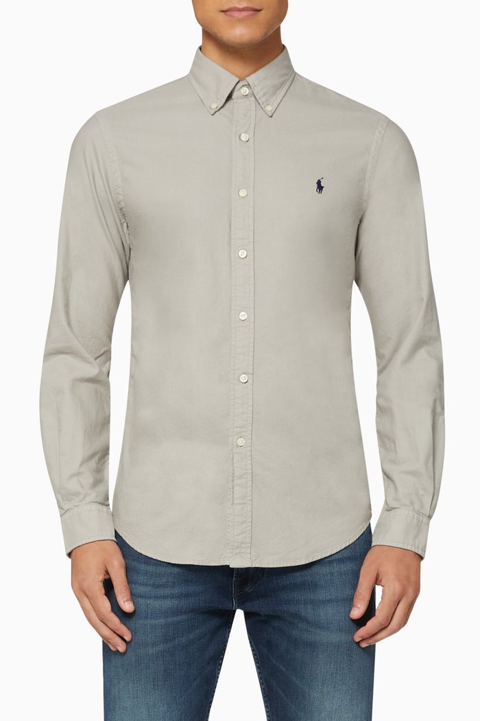 Slim Fit Oxford Shirt, Grey