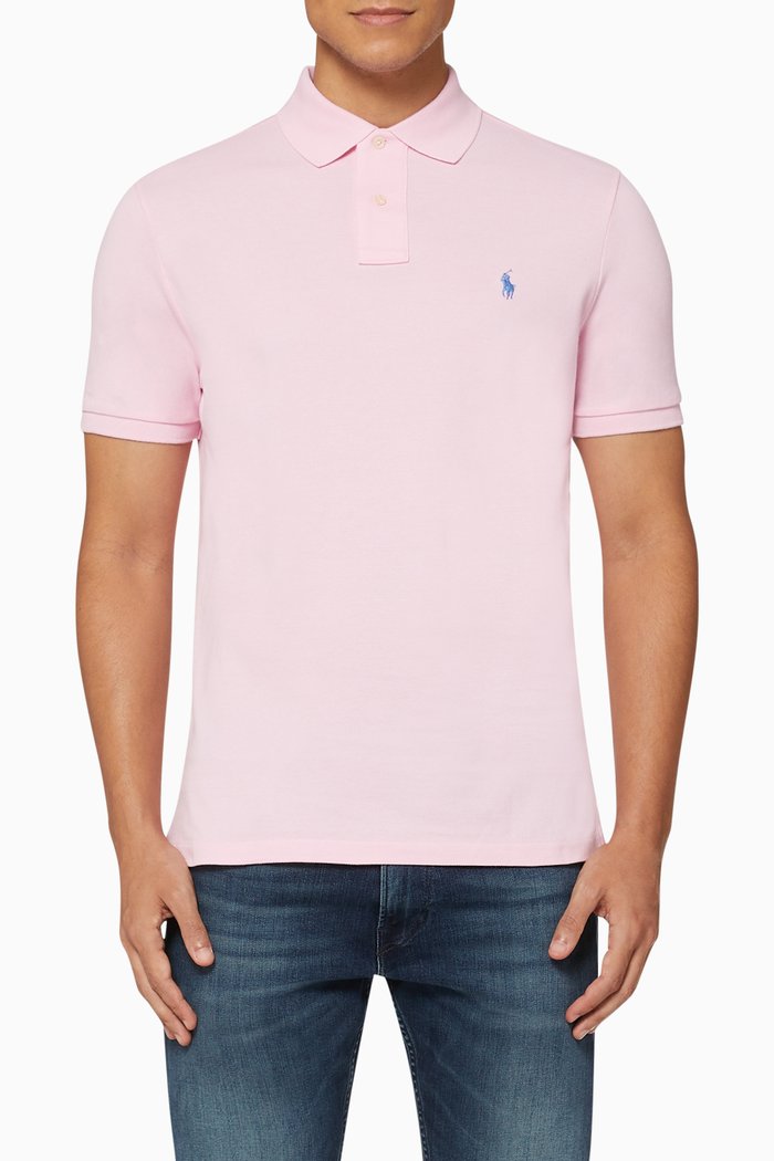 

Custom Slim Fit Mesh Polo, Pink