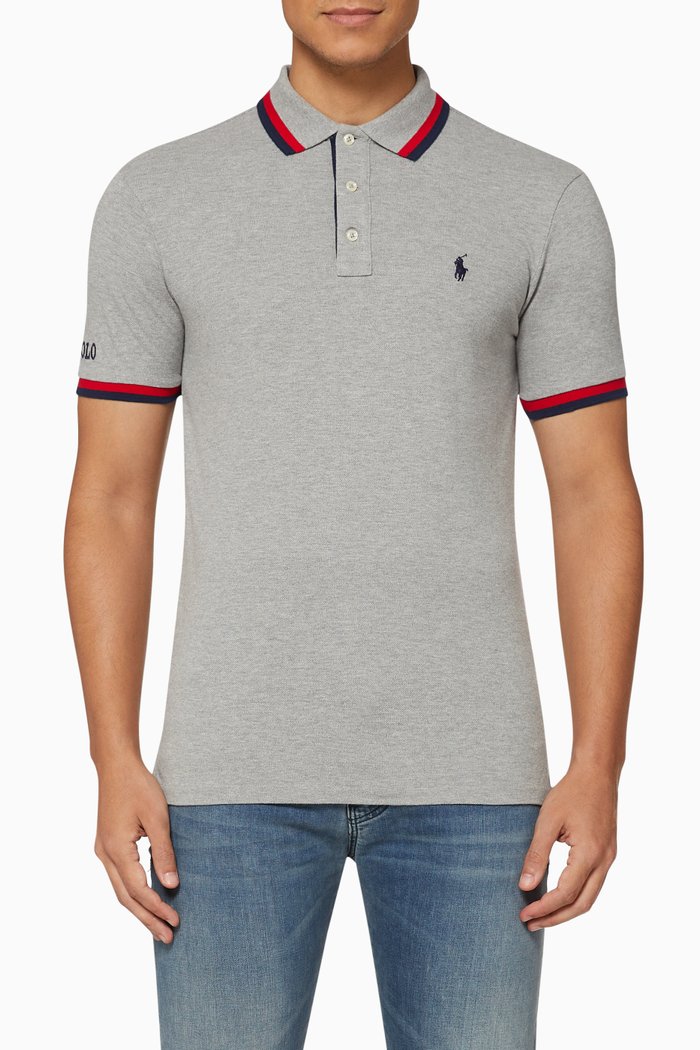 Slim Fit Mesh Polo Shirt, Multicolour