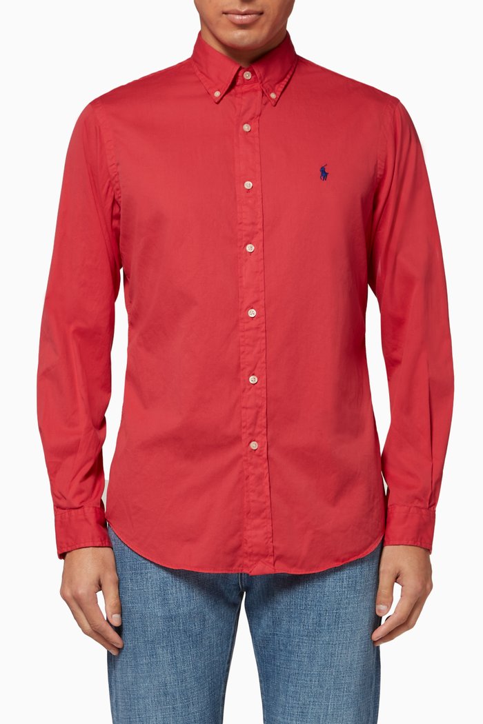 

Custom Fit Twill Sport Shirt, Red