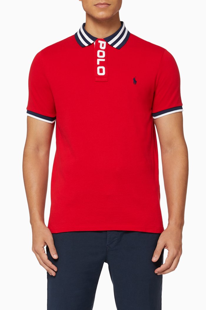 

Custom Slim Fit Mesh Polo, Red