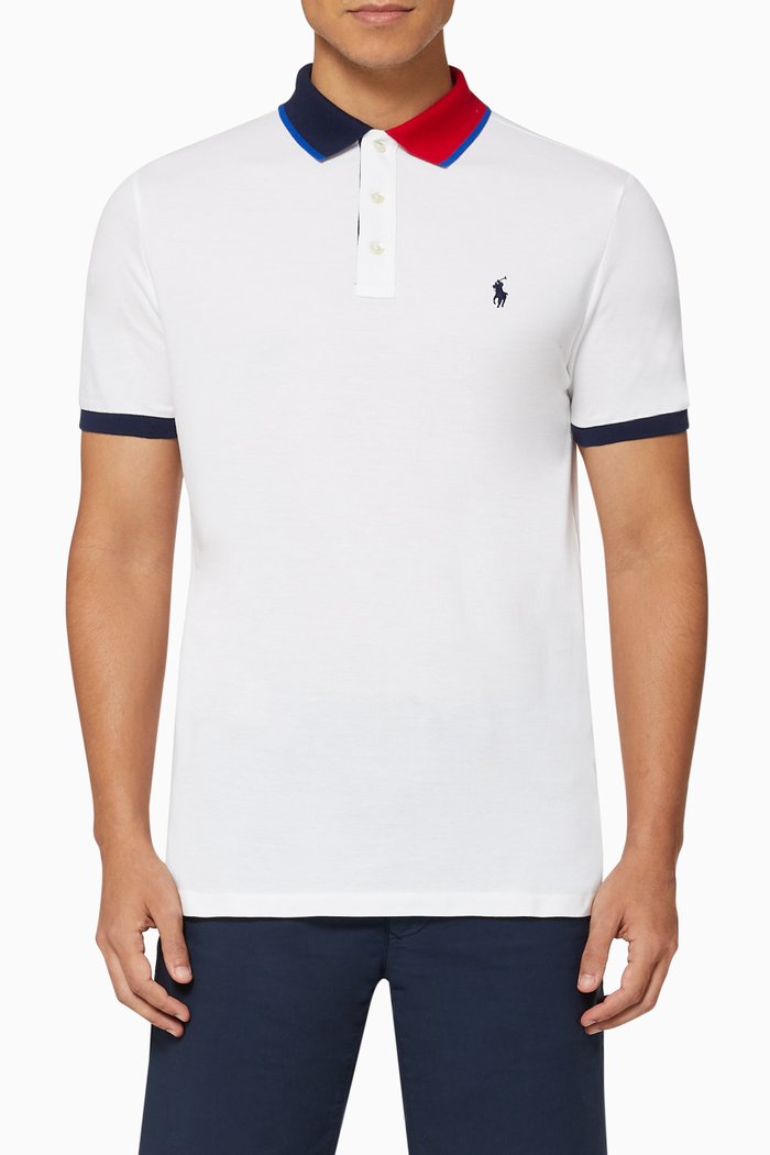 Custom Slim Fit Mesh Polo, White