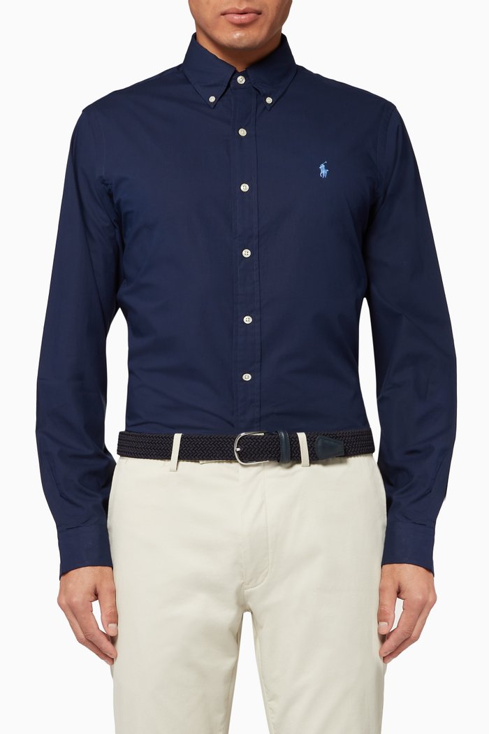 

Custom Fit Poplin Shirt, Blue
