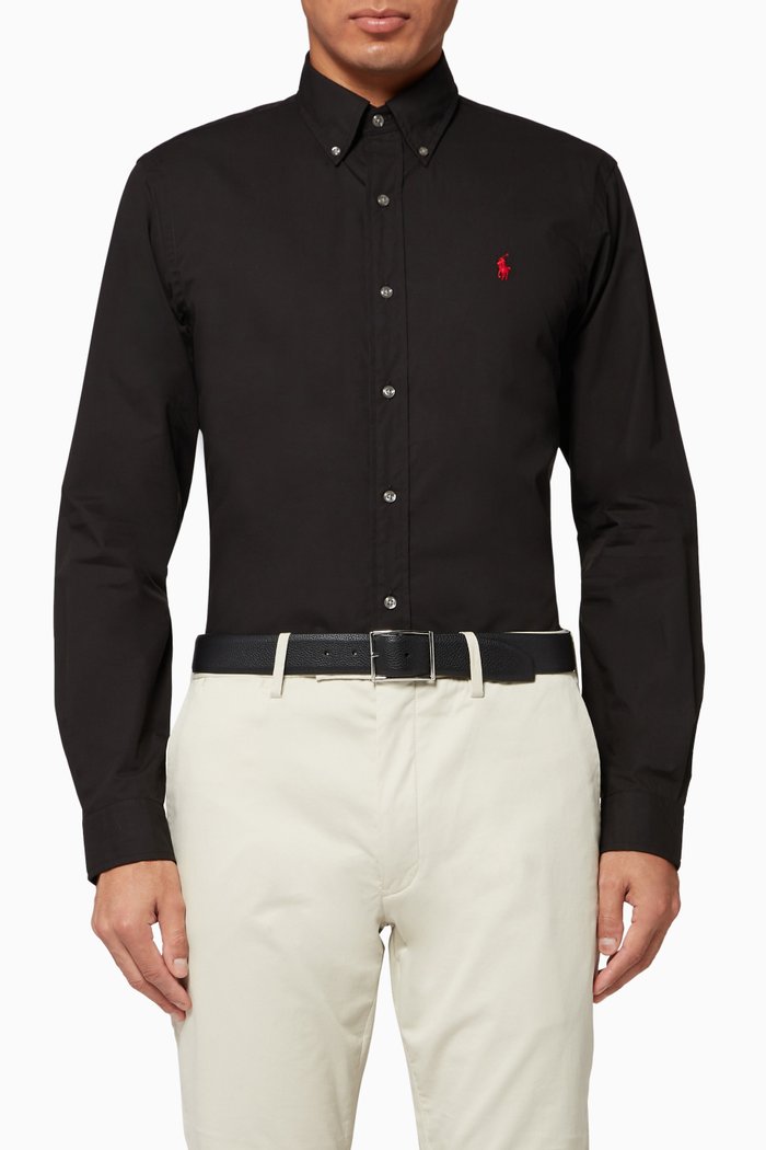 

Custom Fit Poplin Shirt, Black