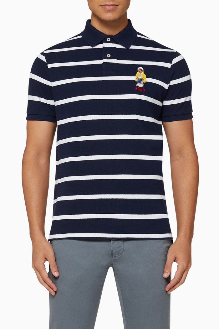 CP-93 Striped Bear Mesh Polo Shirt, Multicolour