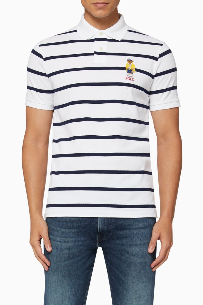 CP-93 Striped Bear Mesh Polo Shirt, Multicolour