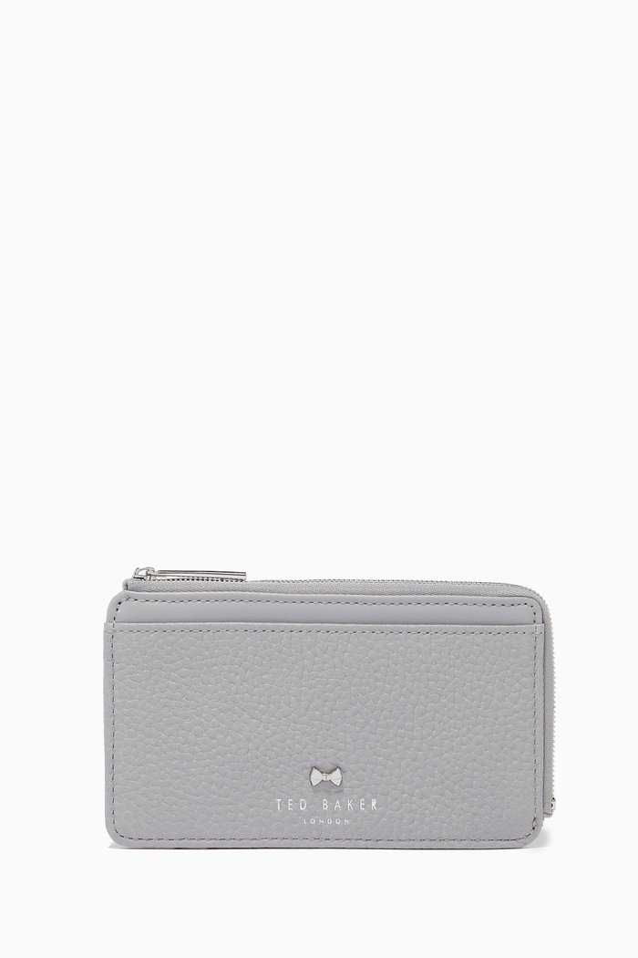 Lotta Card Holder in Leather, Grey