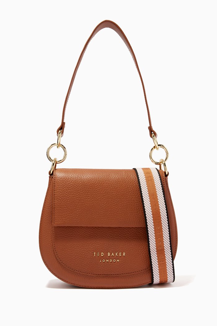 

Amali Round Crossbody Bag in Leather, Brown