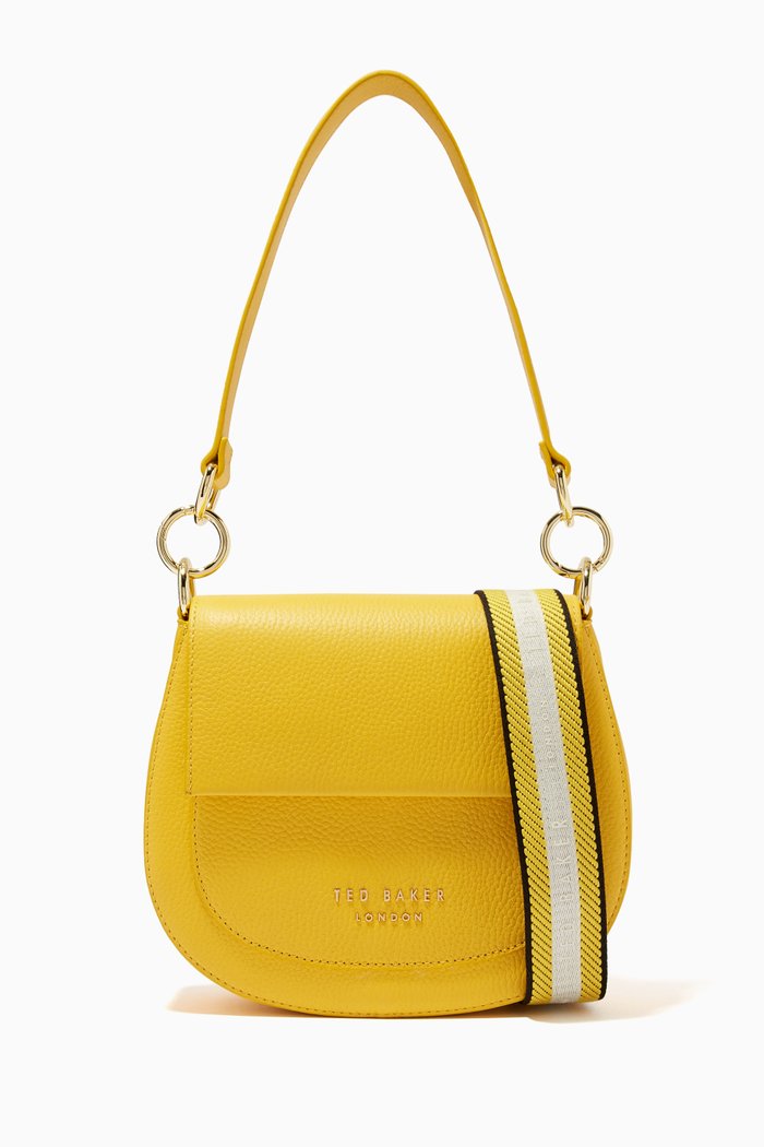 

Amali Round Crossbody Bag in Leather, Yellow